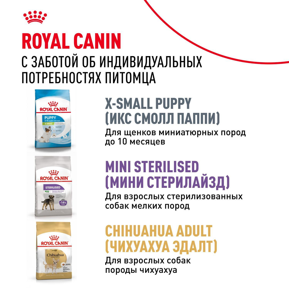 Royal Canin X-Small Adult Икс-Смол Эдалт Корм сухой для взрослых собак миниатюрных пород от 10 месяцев 1,5кг