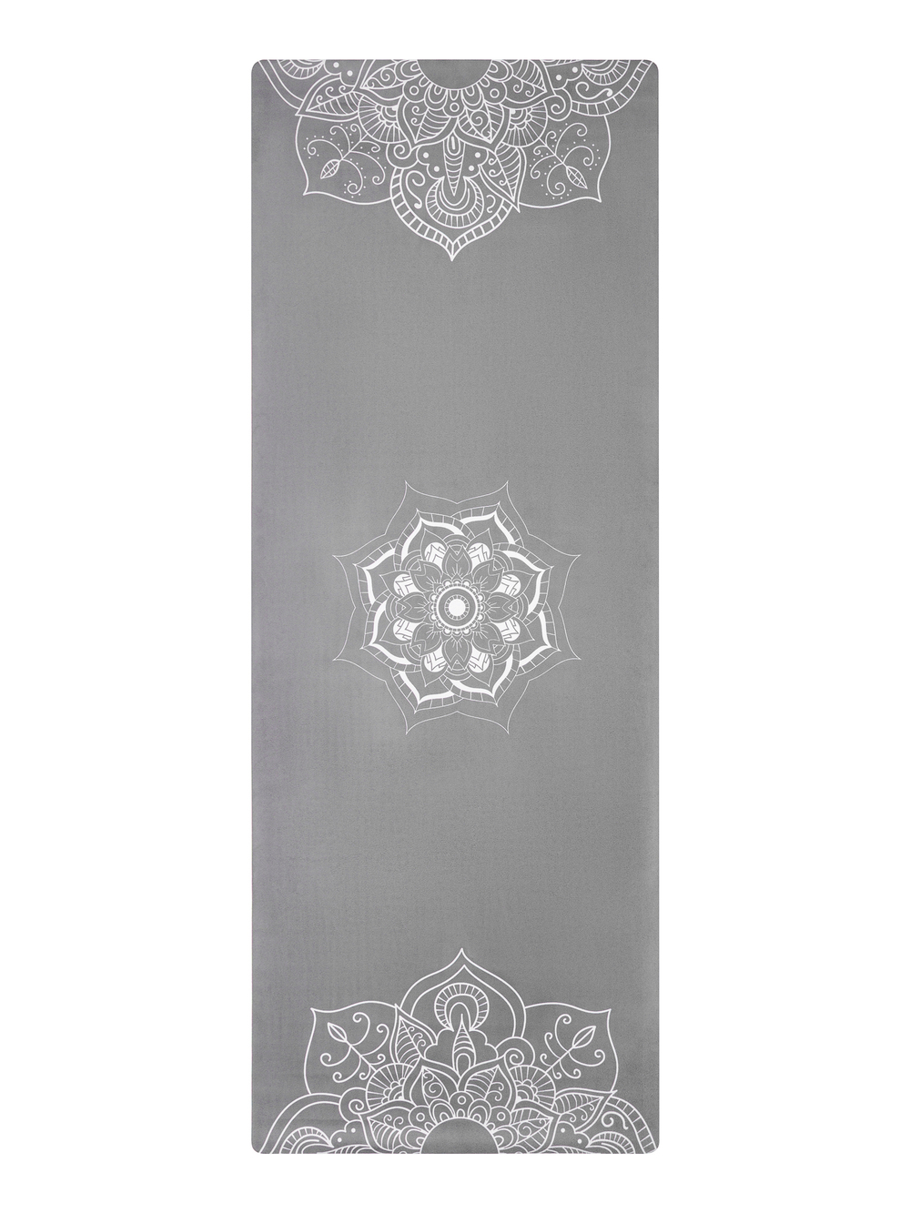 Легкий и тонкий коврик для йоги Mandala Grey 185*68*0,1 см из микрофибры и каучука (уценка)