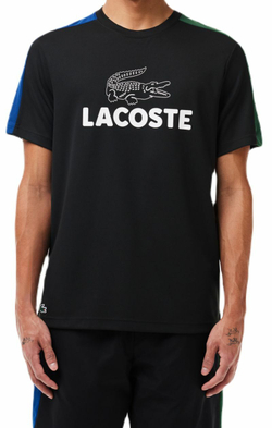 Мужская теннисная футболка Lacoste Ultra-Dry Printed Colour-Block Tennis T-Shirt - black/blue/green