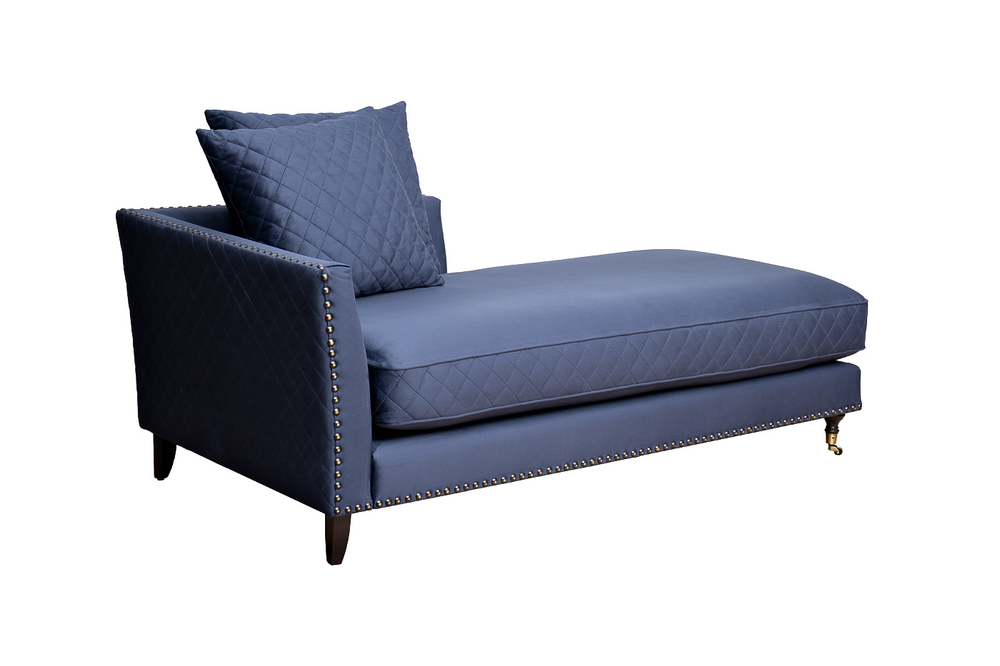Диван Garda Decor-Кушетка Сорренто (Sorrento) правая велюр т.синий Colt034 SIN 180*98*88 см