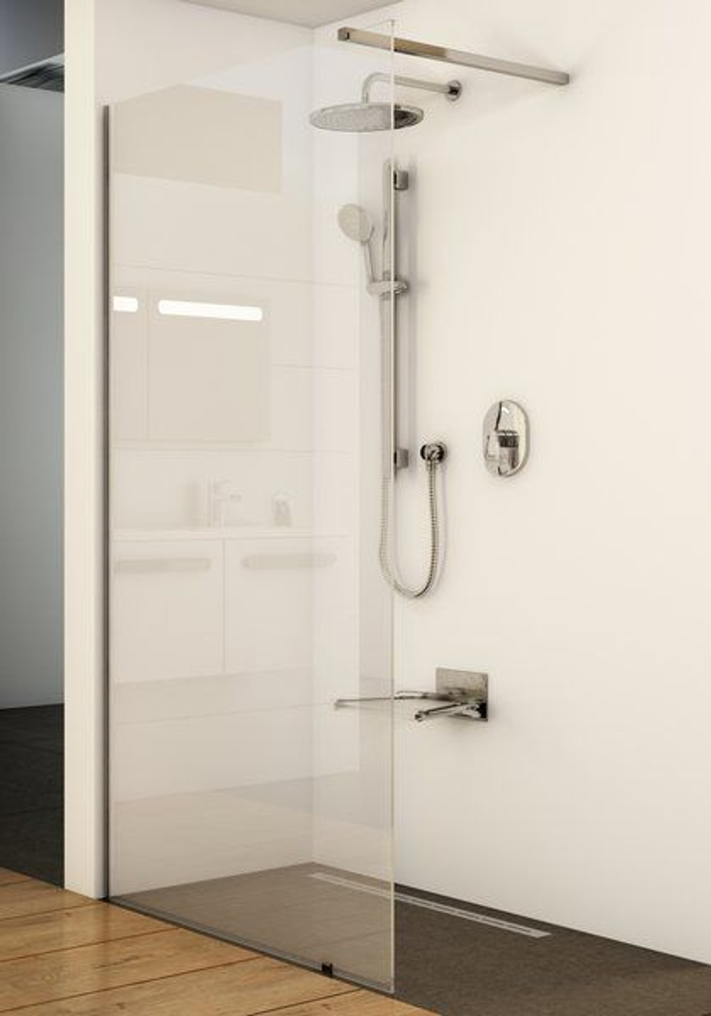 Душевая стенка неподвижная Ravak ST Walk-In Wall 1000 x 2000 блестящий + транспарент