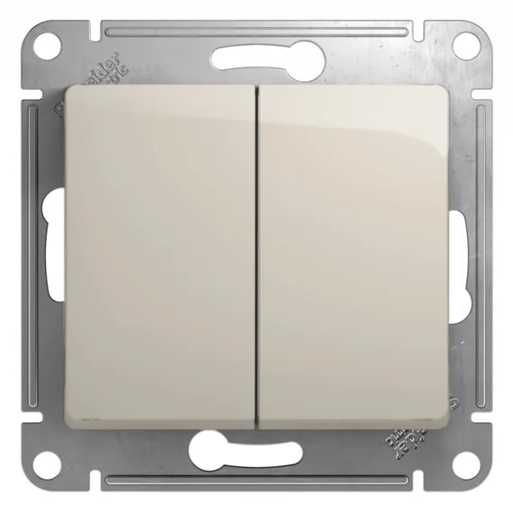 Выключатель двухклавишный Systeme Electric Glossa Молочный GSL000951