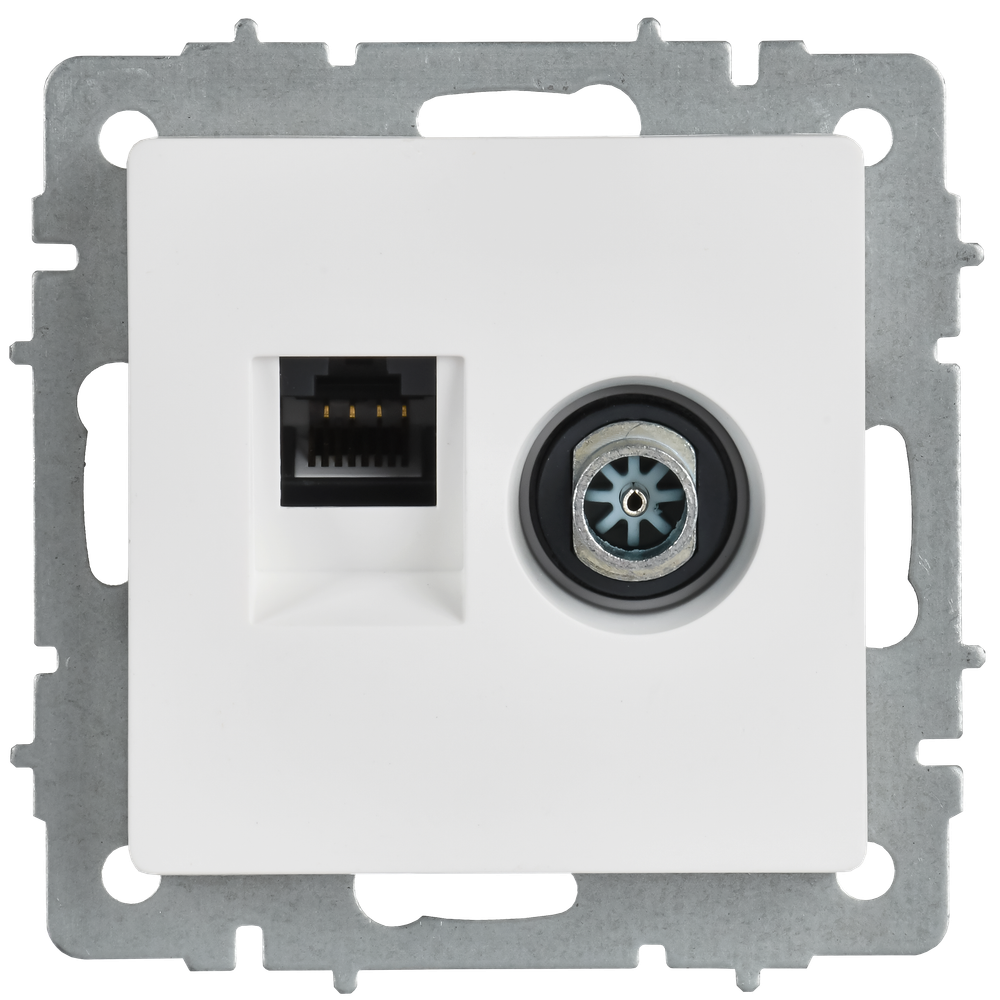 BRITE Розетка двойная TV+RJ45 кат.5E РТВ/РК12-БрАБ арктический белый IEK