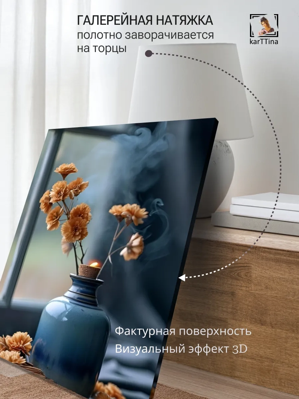 Картина Настроение в синей вазе для интерьера 50x70см 1шт.