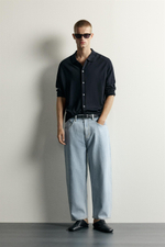 ДЖИНСЫ TAPERED WIDE FIT В ПОЛОСКУ — ZARA