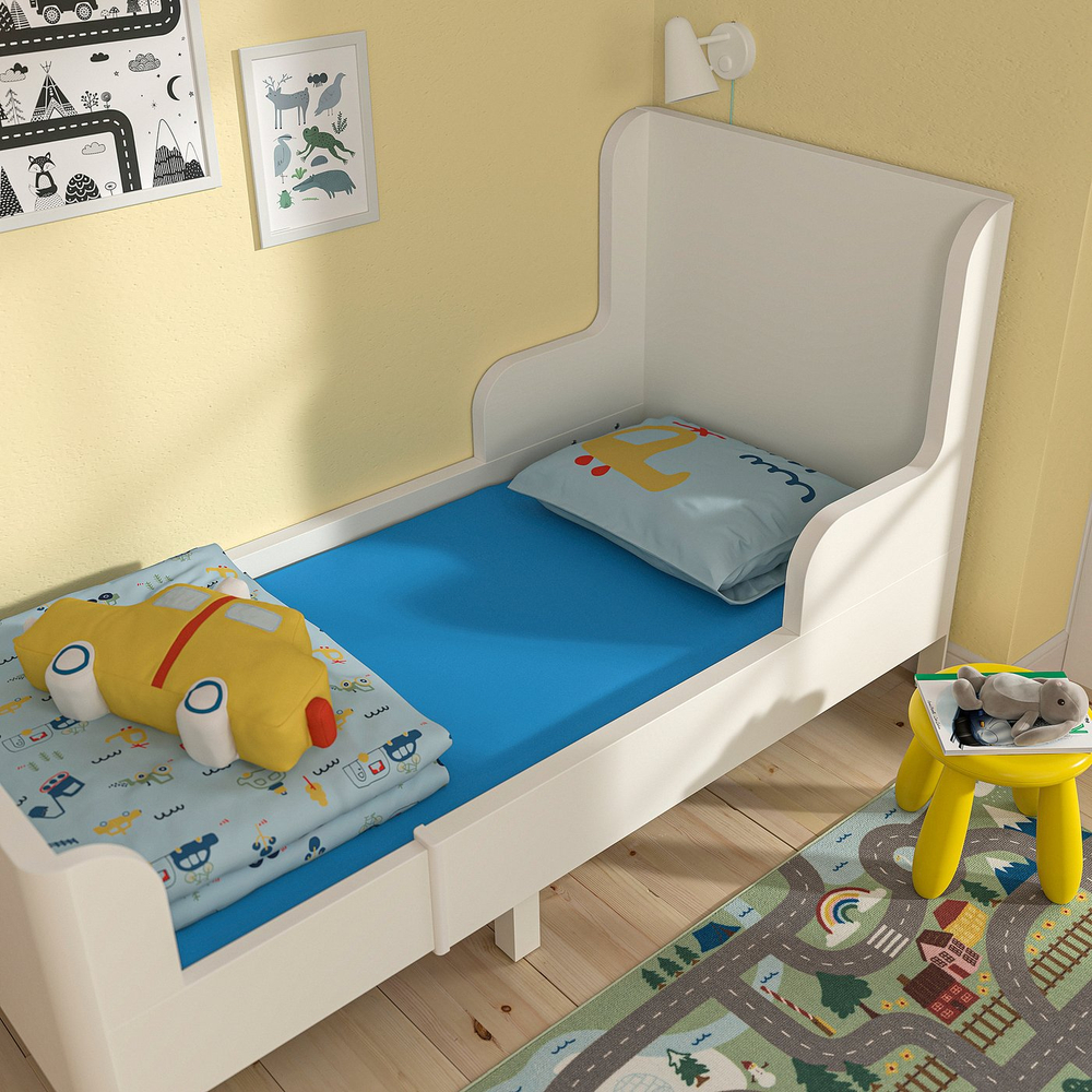 IKEA BARNDRÖM  (ИКЕА БАРНДРЁМ)  -  Простыня на резинке для выдвижной кровати - синяя 80x165 см