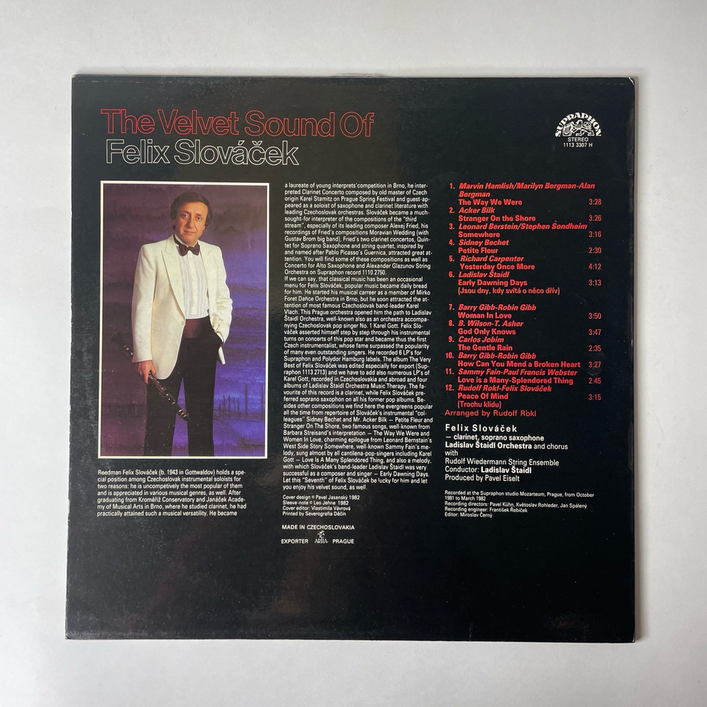 Винтажная виниловая пластинка LP Felix Slovacek Феликс Словачек, The Velvet Sound Of Felix Slovacek (Чехословакия 1982)
