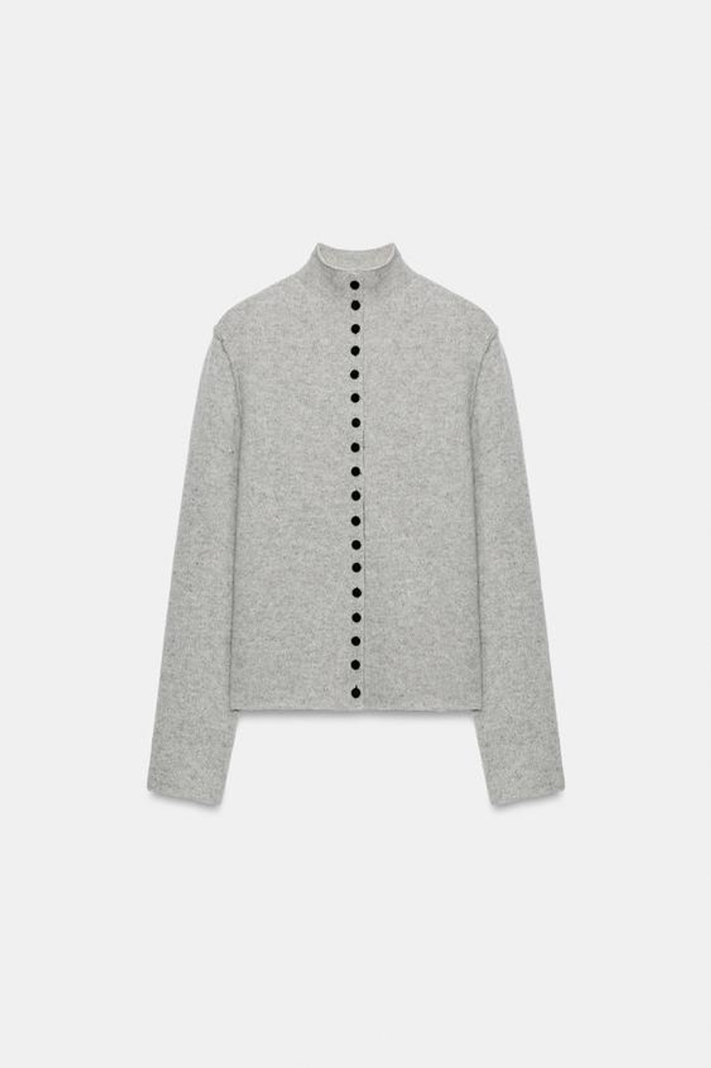 ZARA КУРТКА ИЗ 100% ШЕРСТИ С ВОРОТНИКОМ-СТОЙКОЙ, СЕРЫЙ