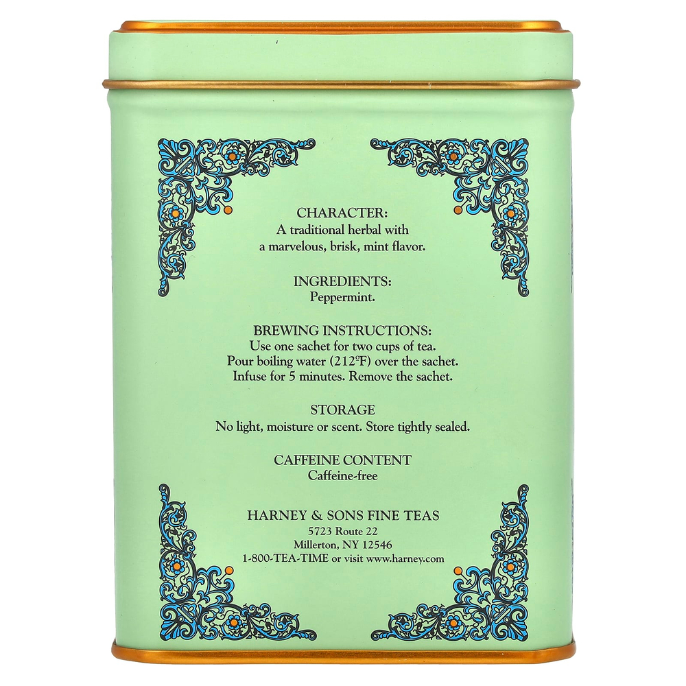Harney & Sons, HT Tea Blends, травяная перечная мята, без кофеина, 20 пакетиков, 40 г (1,4 унции)