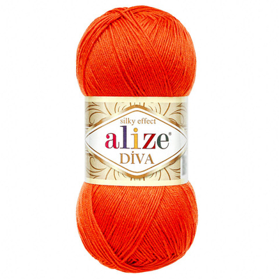 Пряжа Alize (Ализе) Diva / уп.5 мот. по 100 г, 350м, 037 оранжевый A