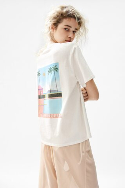 Хлопковая футболка с принтом — Белый/С пальмами - H&M