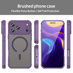 Матовый полупрозрачный чехол с MagSafe для iPhone 17 Pro Max, усиленные боковые рамки фиолетового цвета