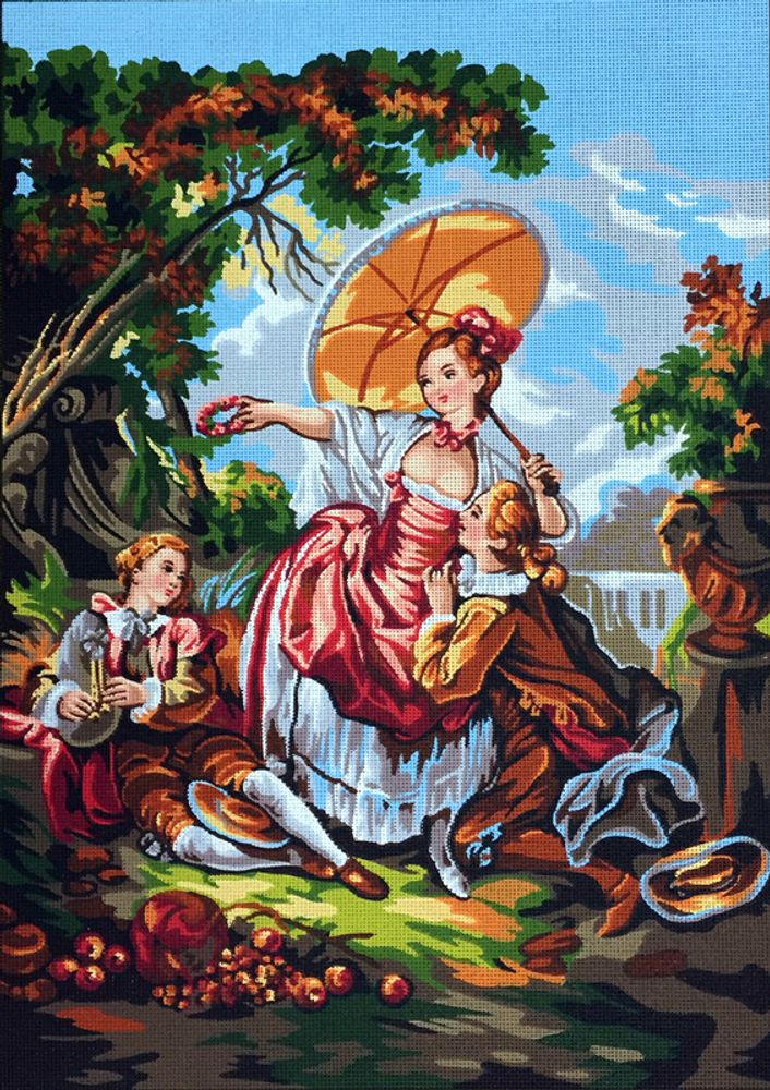 Рисунок для вышивания Soulos (канва жесткая), Дама с зонтиком, 60х80 см