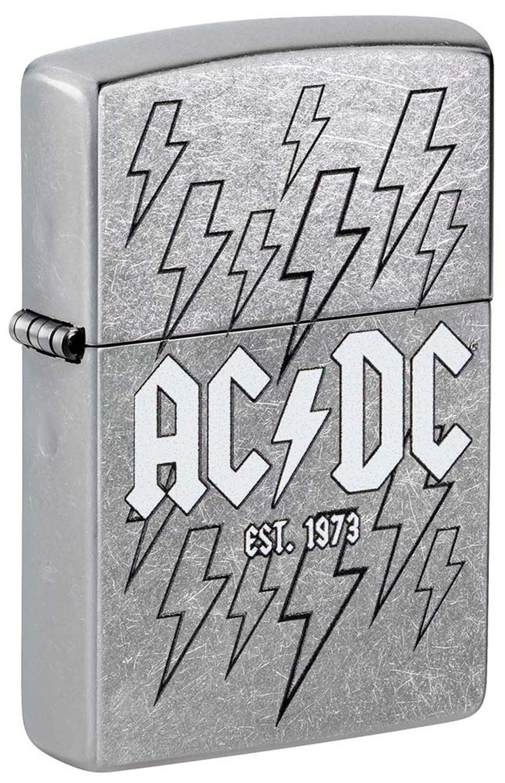 Зажигалка Zippo AC/DC с покрытием Street Chrome, латунь/сталь, серебристая, 38x13x57 мм