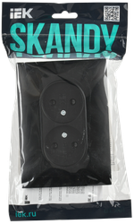 SKANDY Розетка 2-местная без заземления с защитными шторками 10А в сборе SK-R09Bl черный IEK