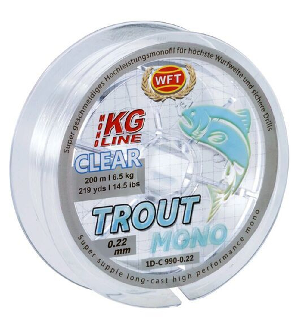 Леска монофильная WFT KG TROUT MONO Clear 200 м, 0,22 мм