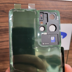 Крышка для Samsung S21 Ultra - задняя стеклянная панель "хорошее качество" (синий цвета)