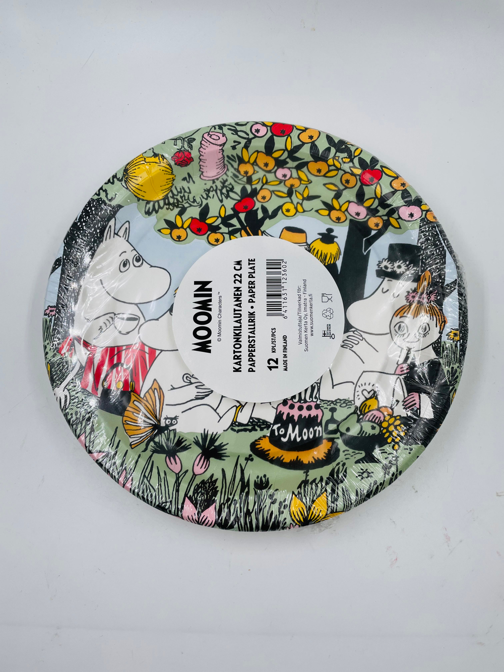 Одноразовые тарелки из картона Moomin, Муми-вечеринка, зеленого цвета, 22 см, в упаковке 12 шт.