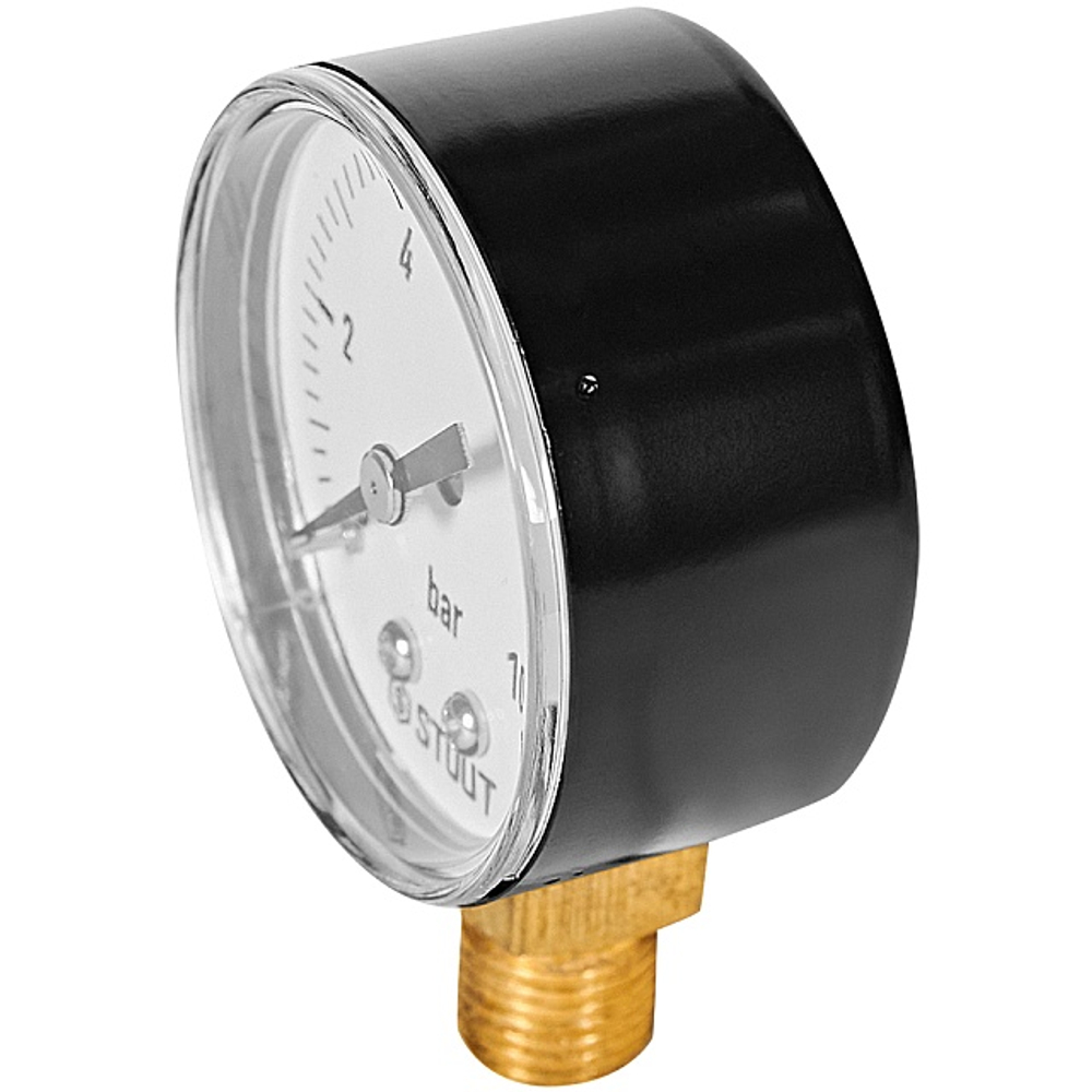 Манометр радиальный STOUT - 1/4" (D50 мм, шкала 0-10 бар)