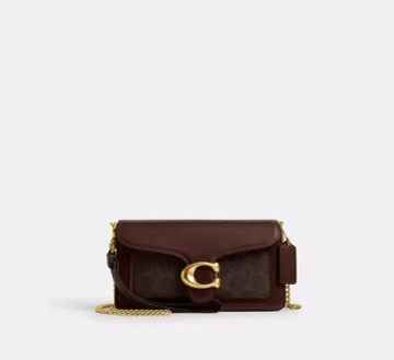 COACH СУМКА ЧЕРЕЗ ПЛЕЧО SIGNATURE CANVAS TABBY 19 С ЦЕПОЧКОЙ, ТЕМНО-КОРИЧНЕВЫЙ