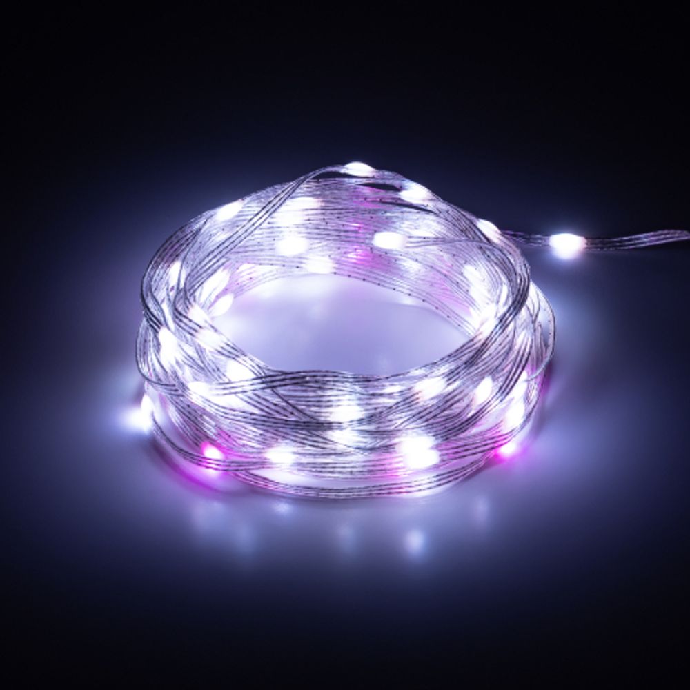 Светодиодная новогодняя гирлянда ЭРА ERASG -01 умная нить RGB 10 м управление через мобильное приложение | Гирлянды