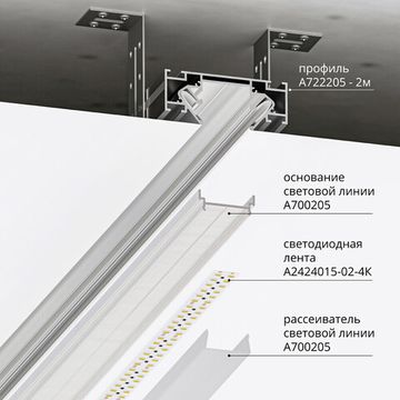 Профиль для монтажа накладного шинопровода 2 метра A722205 серый Optima-Accessories Arte Lamp