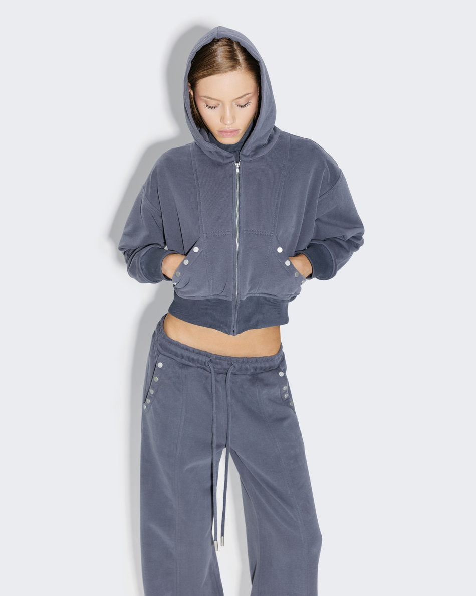 GREY CROPPED HOODIE