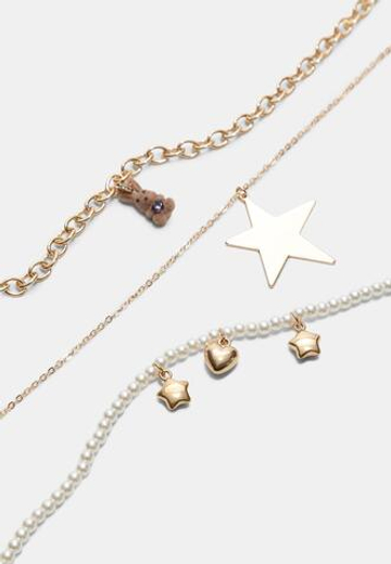 STRADIVARIUS Набор из 3 ожерелий, золотой