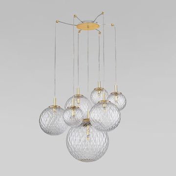 Подвесной светильник со стеклянными плафонами 7*G9 4608 золото Cadix Gold TK Lighting