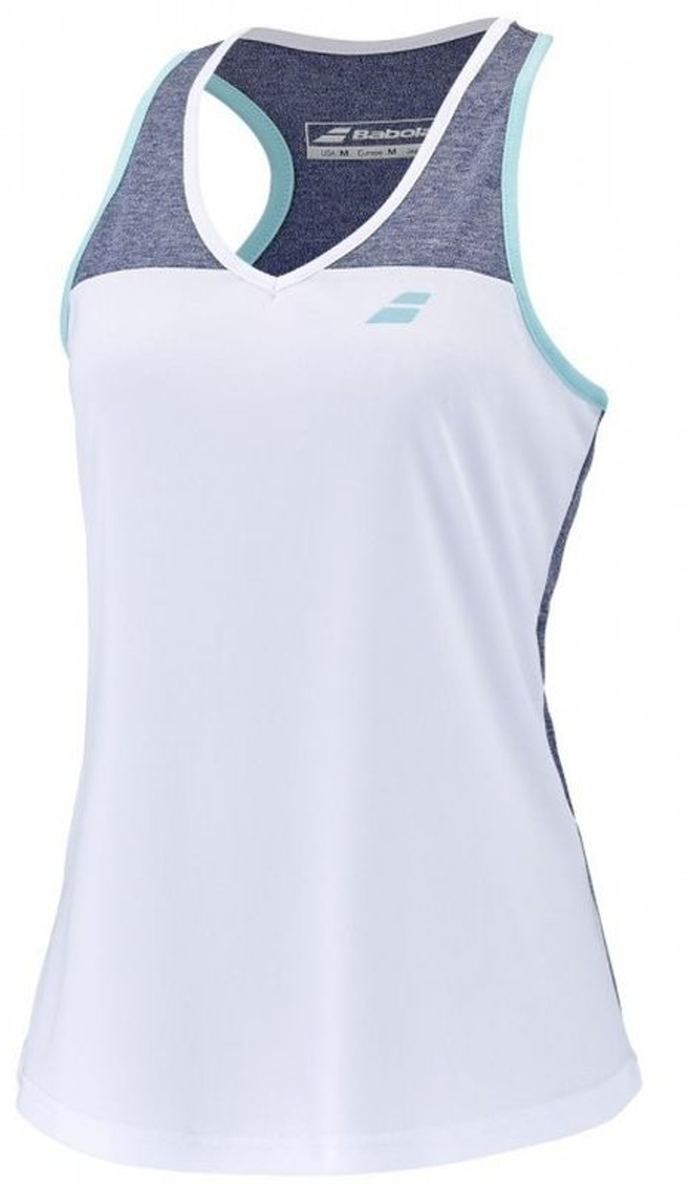 Женский теннисный топ Babolat Play Tank Top Woman - white/blue heather