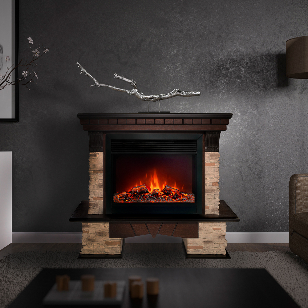Каминокомплект Real Flame Rockland 26 AO с очагом Moonblaze Deluxe Black