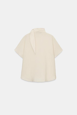 ZARA РУБАШКА С ЗАСТЕЖКОЙ-АЛАМАРОМ ZW COLLECTION, ЭКРЮ
