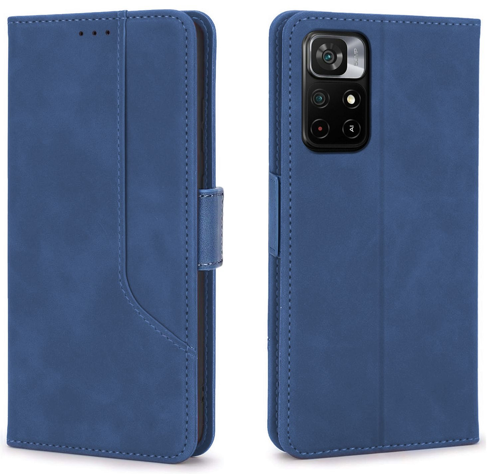 Стильный чехол-книжка из кожи для XIAOMI POCO M4 PRO 5G и REDMI NOTE NOTE 11S 5G с отделом для наличных, 3 слотами для карт и подставкой