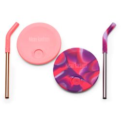 Крышки для стаканов Klean Kanteen Straw 76 мм, Pink Tie Dye - 2 шт с трубочкой