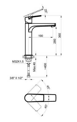 Смеситель для раковины AZARIO Трейя высокий, черный матовый (AZ-156845524)