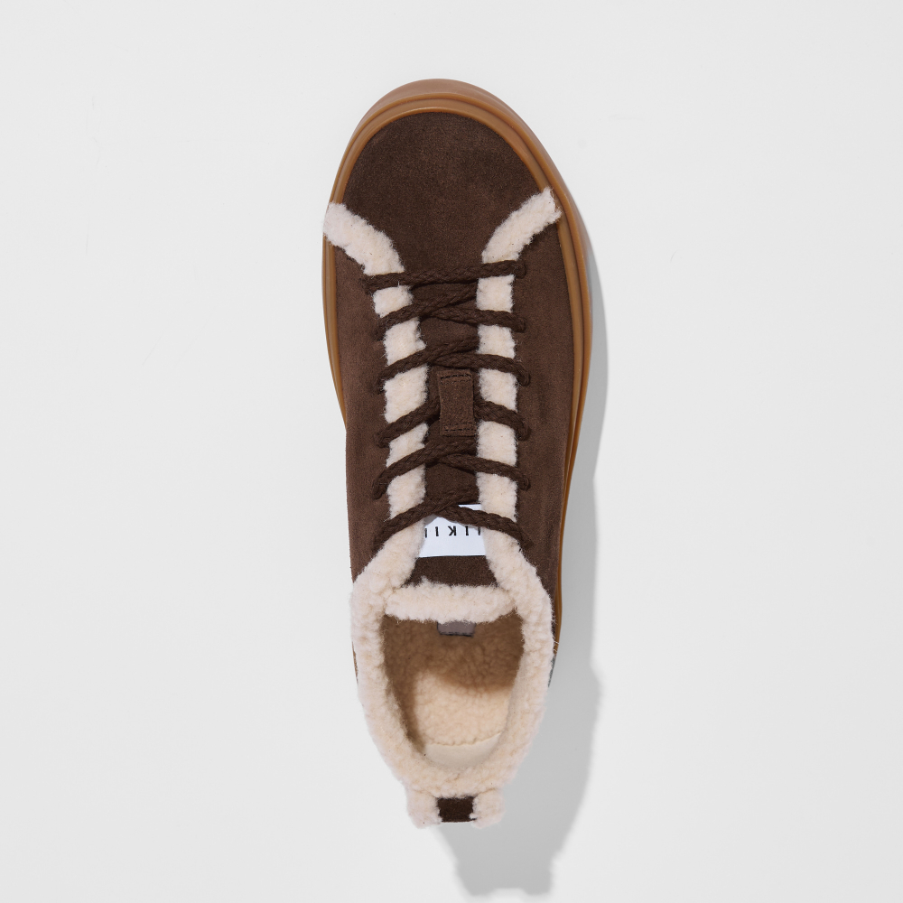 Замшевые кеды INUIKII Shearling Low Dark Brown на меху