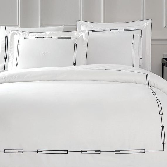 Постельное белье CHANEL кремовый - черный сатин делюкс TIVOLYO HOME Турция