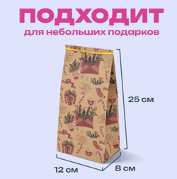 Пакеты подарочные новогодние крафт