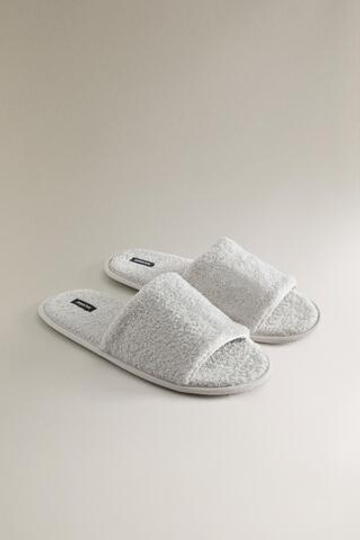 ZARA HOME МАХРОВЫЕ ТАПОЧКИ ДЛЯ ВАННОЙ, СЕРЫЙ