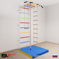 Шведская стенка Sv Sport усиленная 6364 (Турник рукоход/Канат/Лестница/Трапеция/Мат 1м)