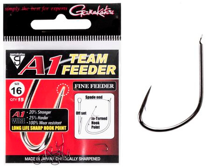 Крючки Gamakatsu A1 TEAM FEEDER HOOKS FINE FEEDER разм. 16 15шт.