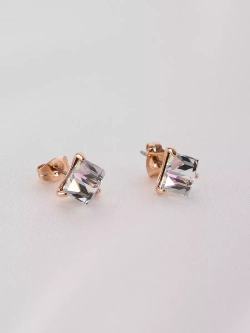Серьги-гвоздики Миражи с сиреневыми кубиками Swarovski