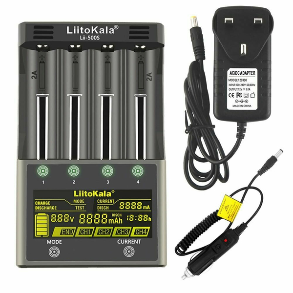 Умная зарядка для батареек LiitoKala Lii-500S, зарядка для AAA AA 18650 21700 26650 20700 18350 26700