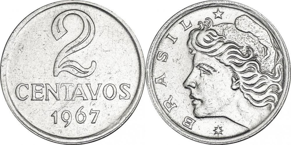 Бразилия 2 сентаво, 1967 Фригийский колпак XF