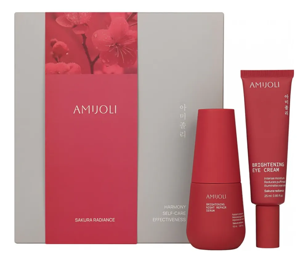 AMIJOLI Набор для лица Sakura Radiance (ночная сыворотка 50мл + крем для кожи вокруг глаз 25мл)