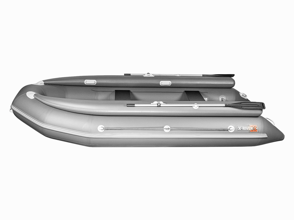Лодка ПВХ X-River Rocky 415 НДВД + усиленное дно и баллон, красно-серый/фурнитура серая + Фальшборт
