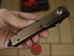 Нож Microtech Ultratech T/E - коричневая рукоять, танто клинок сатин RK-374