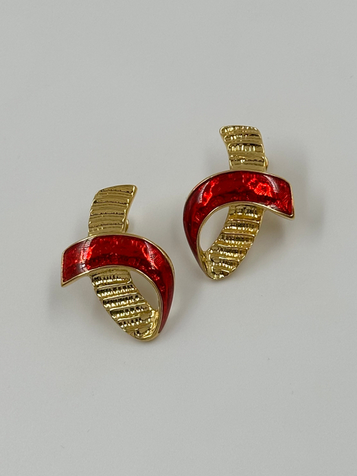 Клипсы с красной эмалью