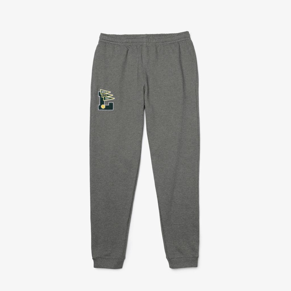 Мужские штаны теннисные Lacoste Men's Pennants L Badge Fleece Tracksuit Pants - grey