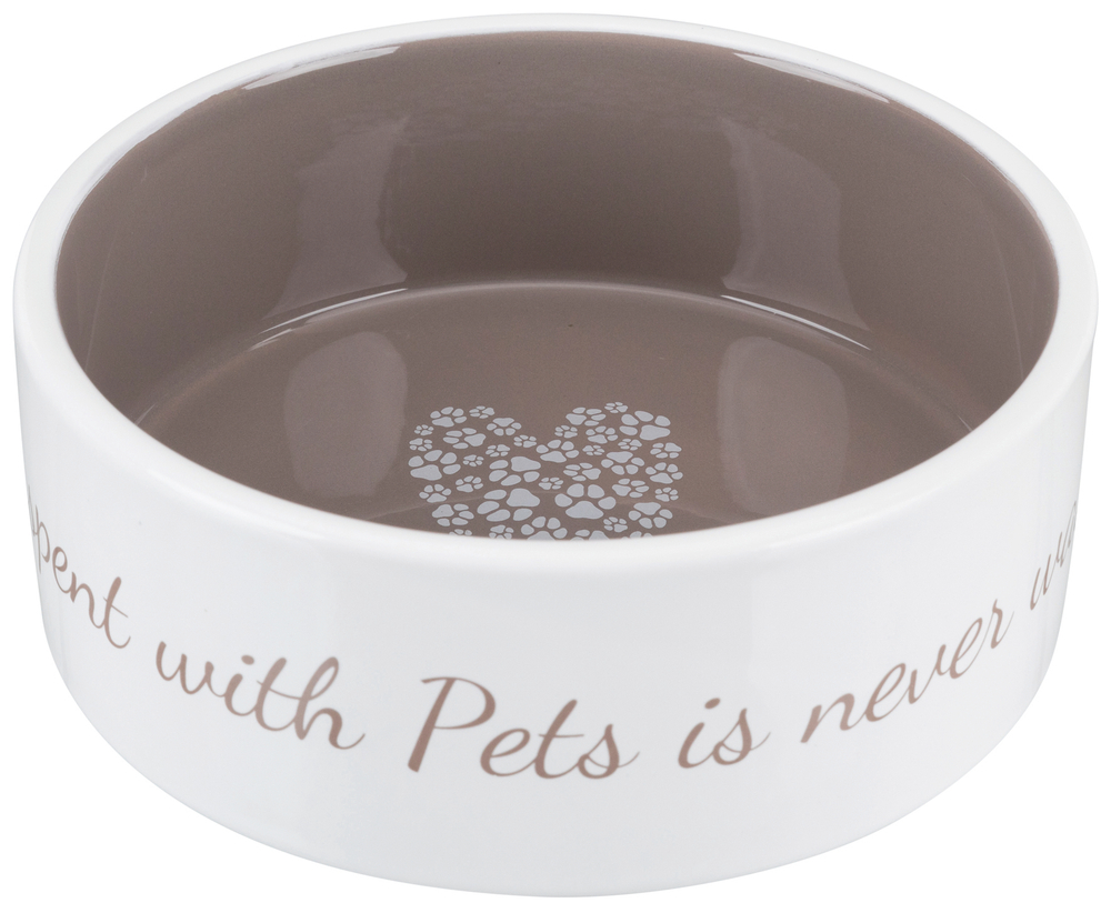 Миска керамическая Pet's Home, 0.8 л/ ø 16 см, кремовый/тёмно-серый, Trixie